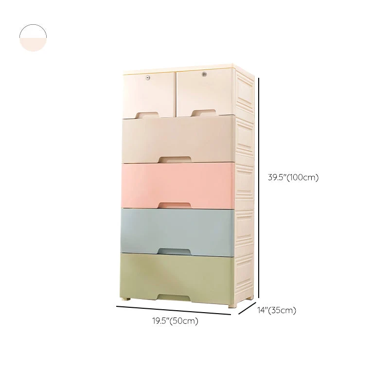 Armario con cajones para dormitorio, armario de almacenamiento de plástico moderno Blanco Clearhalo