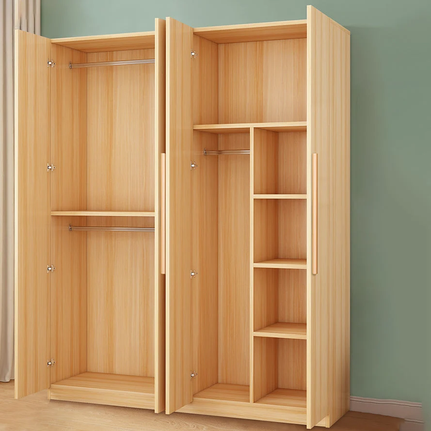 Armario con estructura de madera Armario independiente con estantes y barra para ropa Nogal Clearhalo