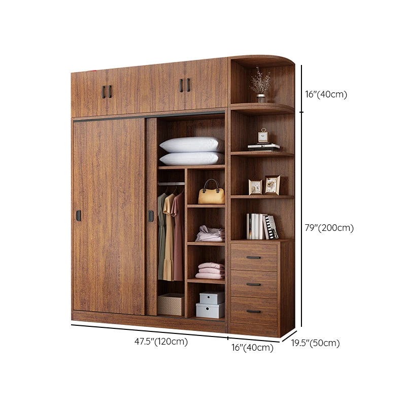 Armario con estructura de madera maciza Armario independiente con puertas correderas Clearhalo