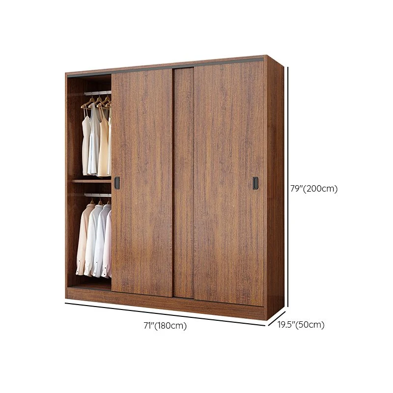 Armario con estructura de madera maciza Armario independiente con puertas correderas Clearhalo