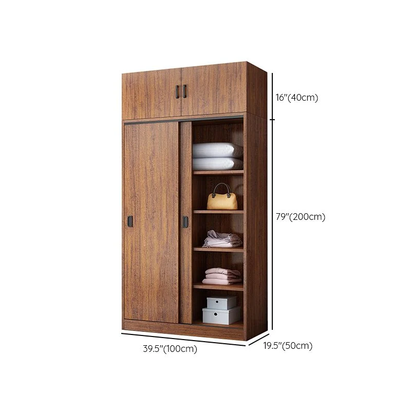 Armario con estructura de madera maciza Armario independiente con puertas correderas Clearhalo