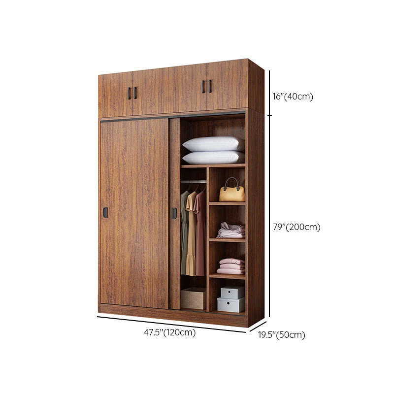 Armario con estructura de madera maciza Armario independiente con puertas correderas Clearhalo
