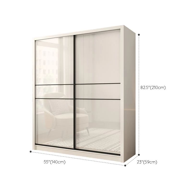 Armario con puertas correderas Armario Armario de madera blanca con estantes Clearhalo