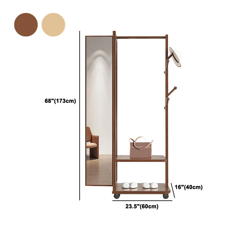 Armario contemporáneo del guardarropa de los estantes del guardarropa de madera sólida de Rubberwood 2 Marron Clearhalo
