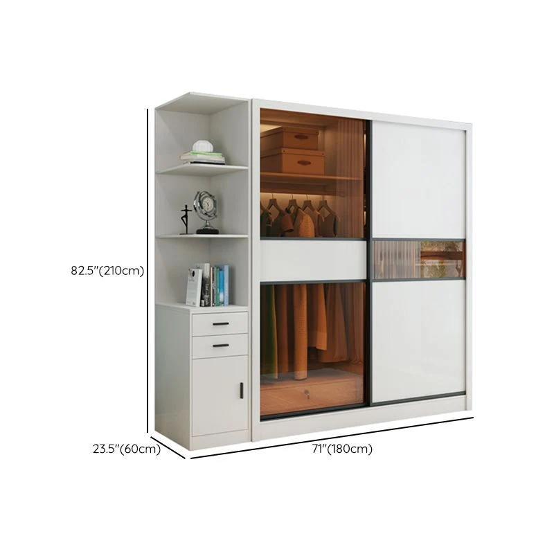 Armario corredizo Armario Armario de madera de ingenierí blanco Clearhalo