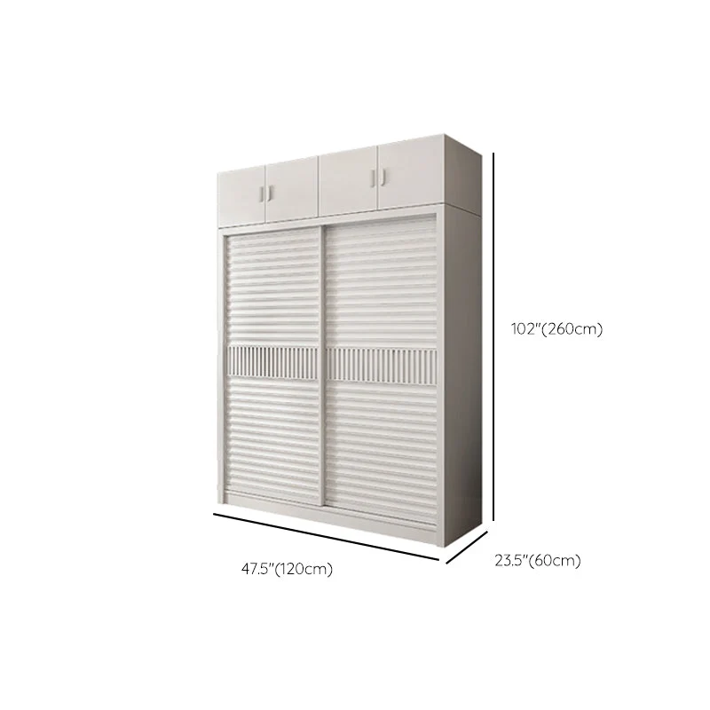 Armario corredizo blanco con estantes Armario guardarropa de madera Clearhalo