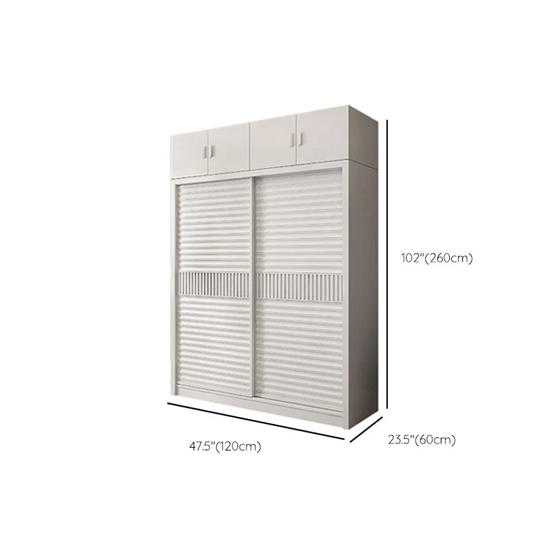 Armario corredizo blanco con estantes Armario guardarropa de madera Clearhalo