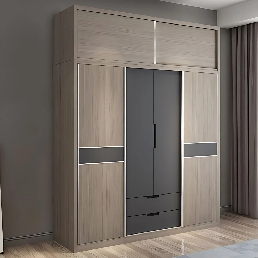 Armario corredizo contemporáneo Armario de almacenamiento de madera con estantes Clearhalo
