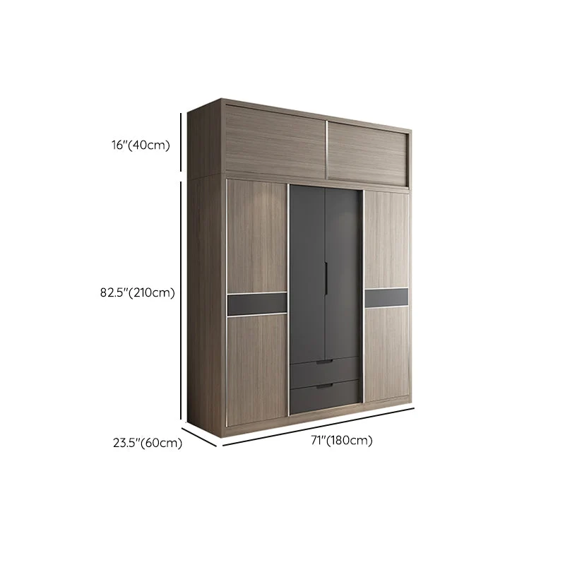 Armario corredizo contemporáneo Armario de almacenamiento de madera con estantes Clearhalo