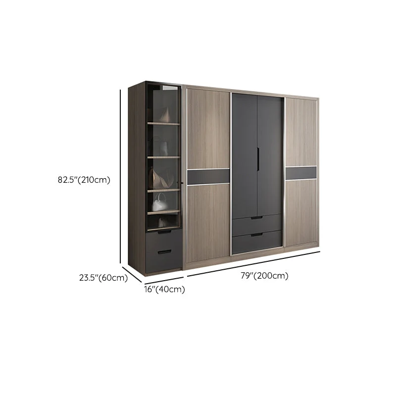 Armario corredizo contemporáneo Armario de almacenamiento de madera con estantes Clearhalo