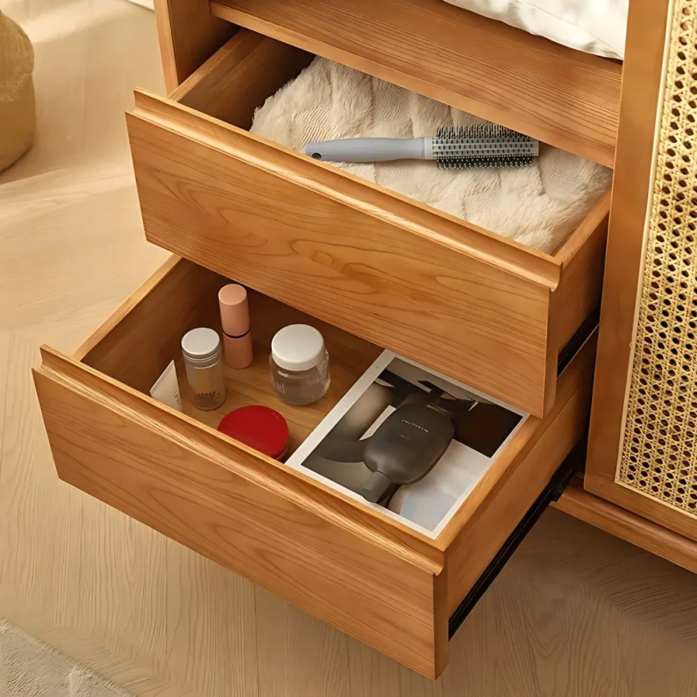 Armario corredizo de madera maciza con patas Armario guardarropa moderno Nuez Clearhalo