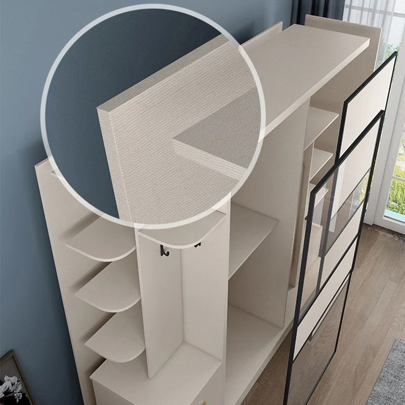Armario corredizo de madera de 2 puertas Armario moderno independiente con 2 cajones Clearhalo