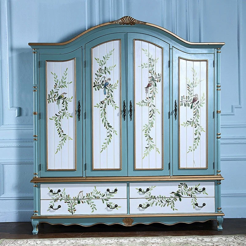 Armario costero con puertas batientes, armario de madera con acabado mate para el hogar Azul Clearhalo