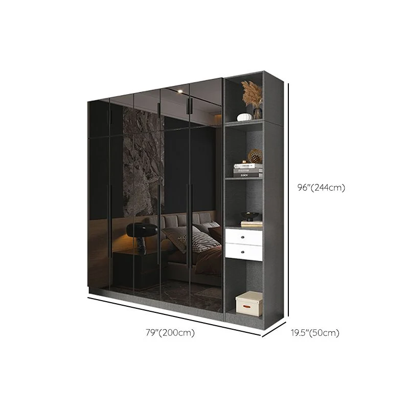 Armario de cristal de color negro con puerta de cierre suave para el hogar Clearhalo
