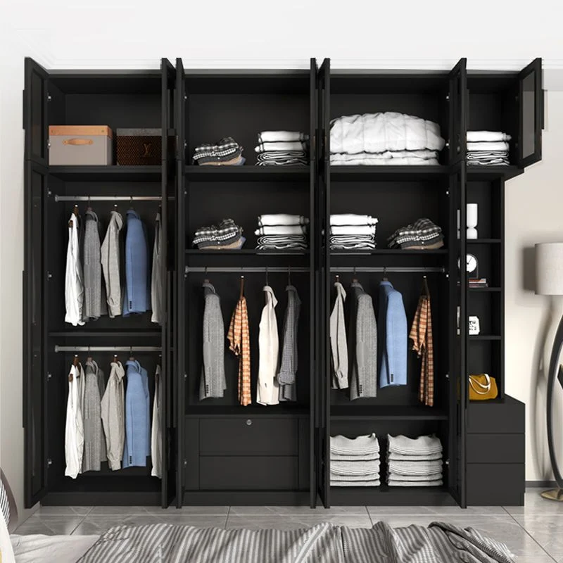 Armario de cristal de estilo moderno Armario guardarropa de color negro para dormitorio Clearhalo