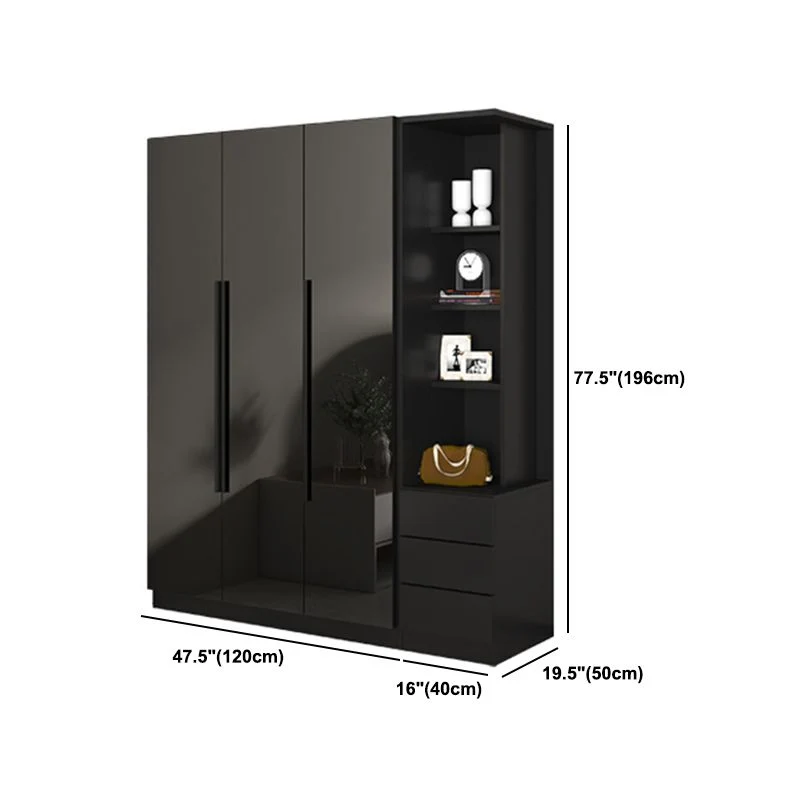 Armario de cristal de estilo moderno Armario guardarropa de color negro para dormitorio Clearhalo