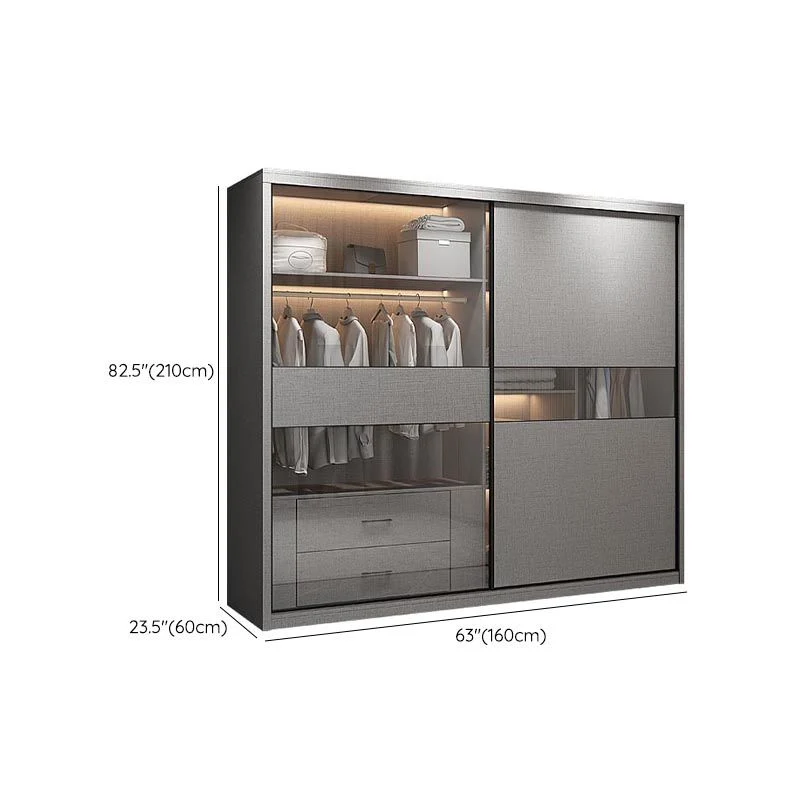 Armario de cristal de estilo moderno, color gris, armario con cajones de cierre suave Clearhalo