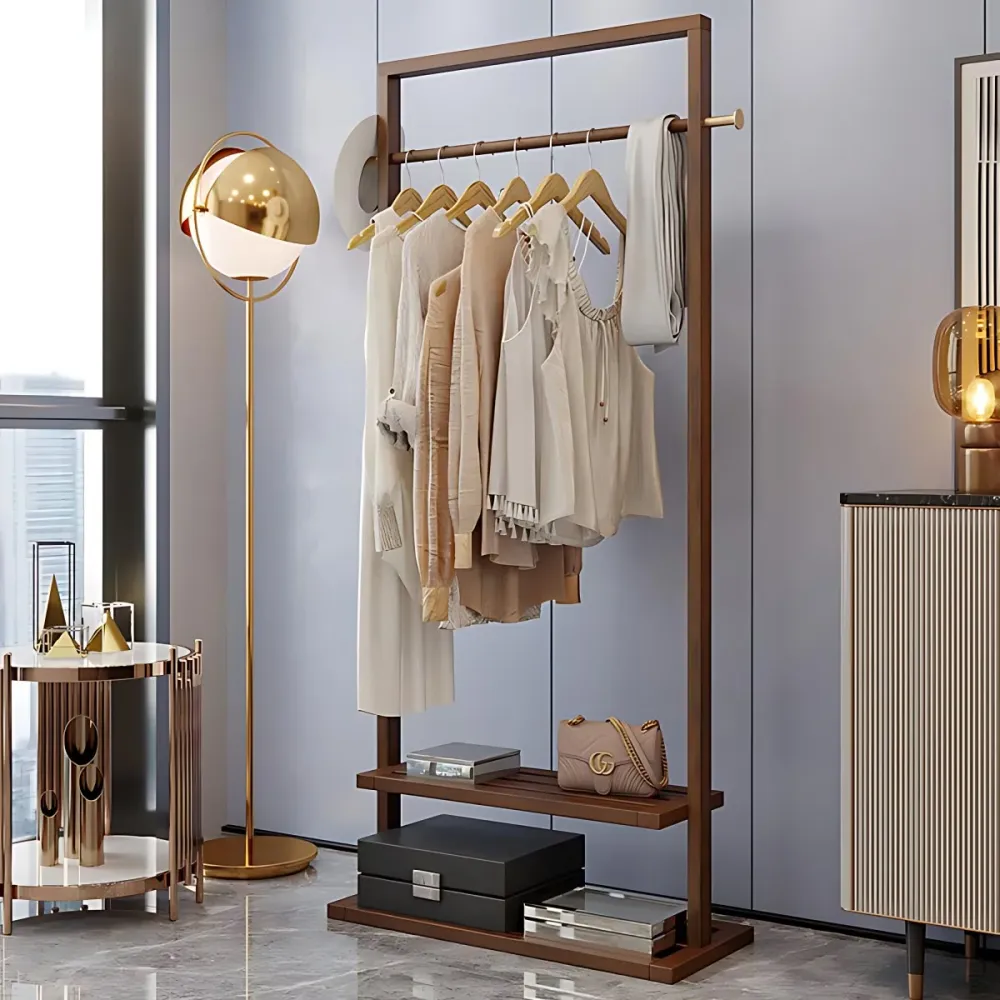 Armario de dormitorio contemporáneo Armario de almacenamiento de madera maciza con estantes Naturales Clearhalo