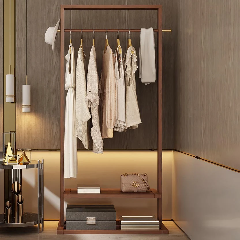 Armario de dormitorio contemporáneo Armario de almacenamiento de madera maciza con estantes Naturales Clearhalo