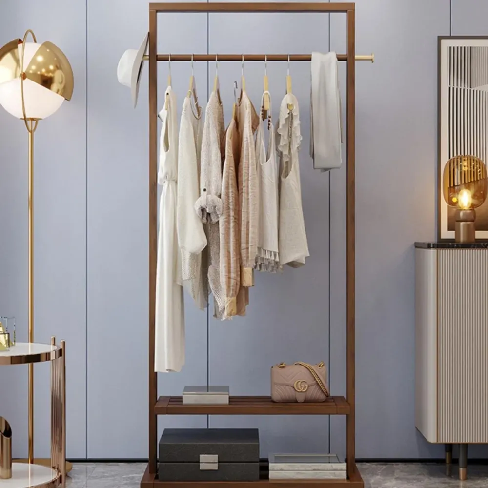 Armario de dormitorio contemporáneo Armario de almacenamiento de madera maciza con estantes Naturales Clearhalo