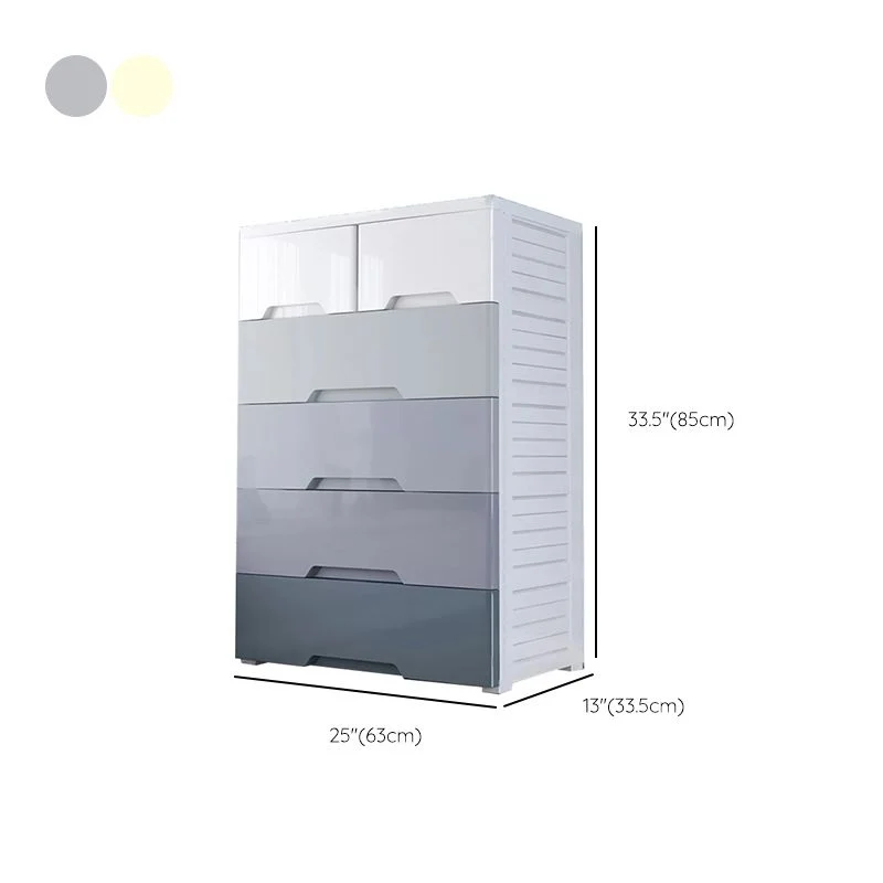 Armario de dormitorio contemporáneo con cajones de plástico Blanco Clearhalo