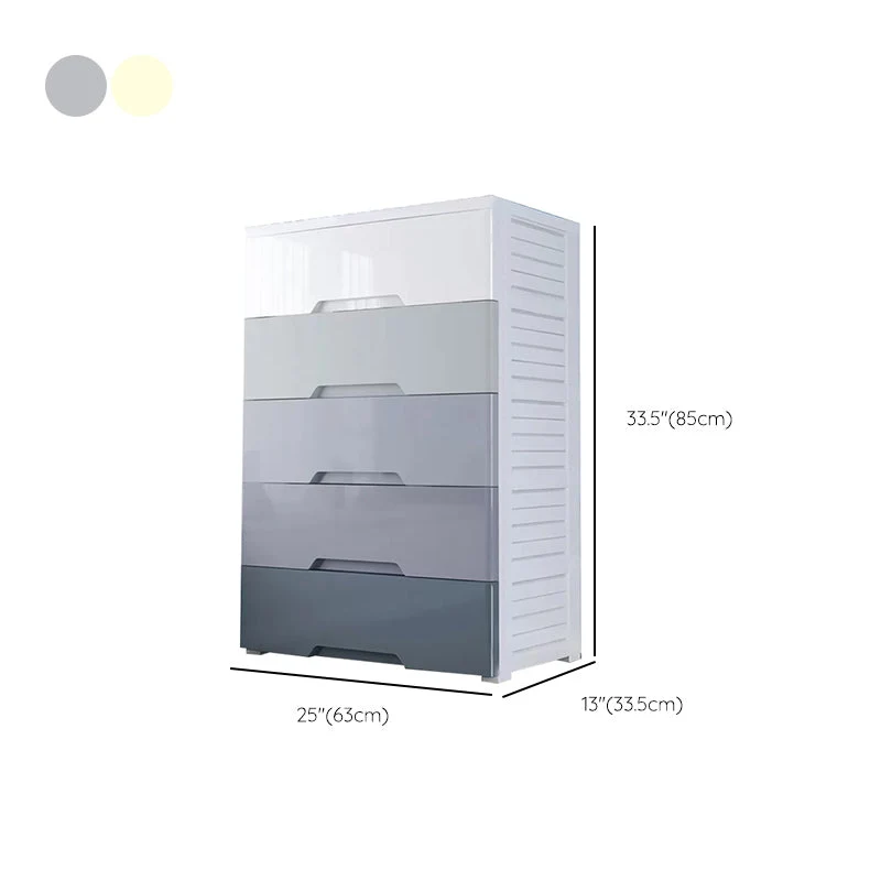 Armario de dormitorio contemporáneo con cajones de plástico Blanco Clearhalo