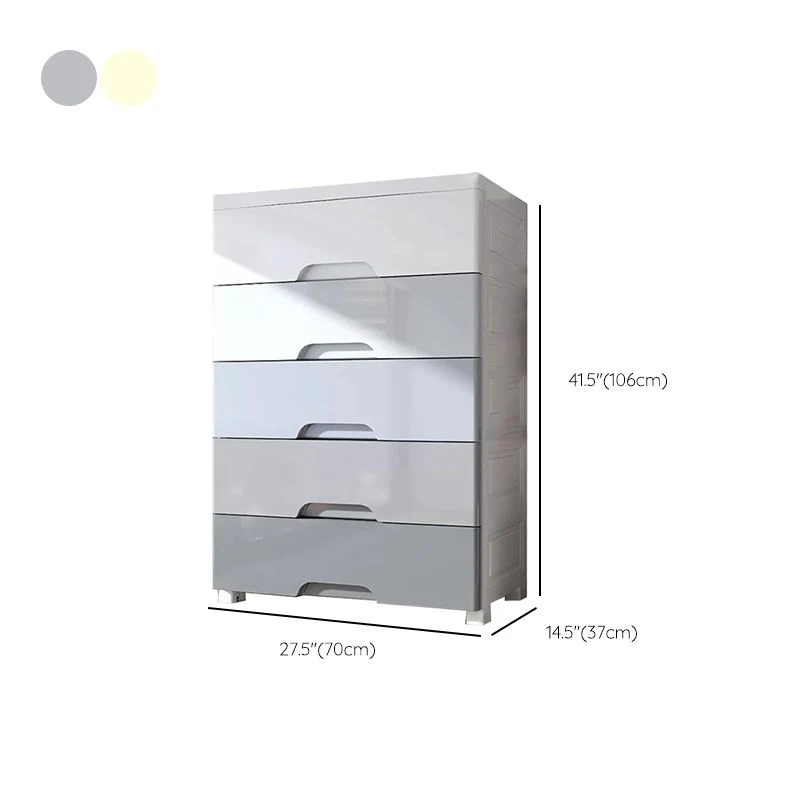 Armario de dormitorio contemporáneo con cajones de plástico Blanco Clearhalo