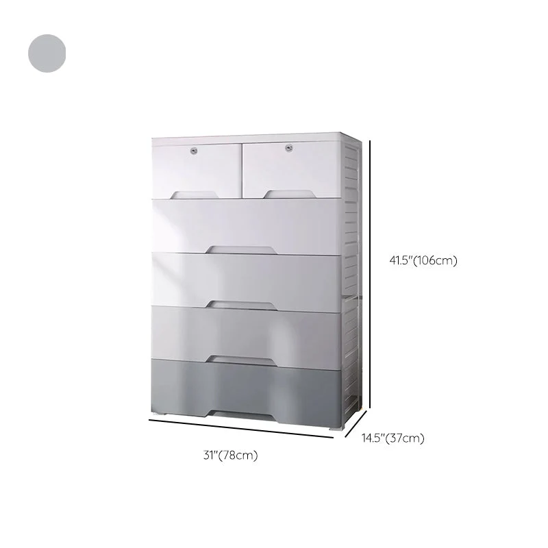 Armario de dormitorio contemporáneo con cajones de plástico Blanco Clearhalo