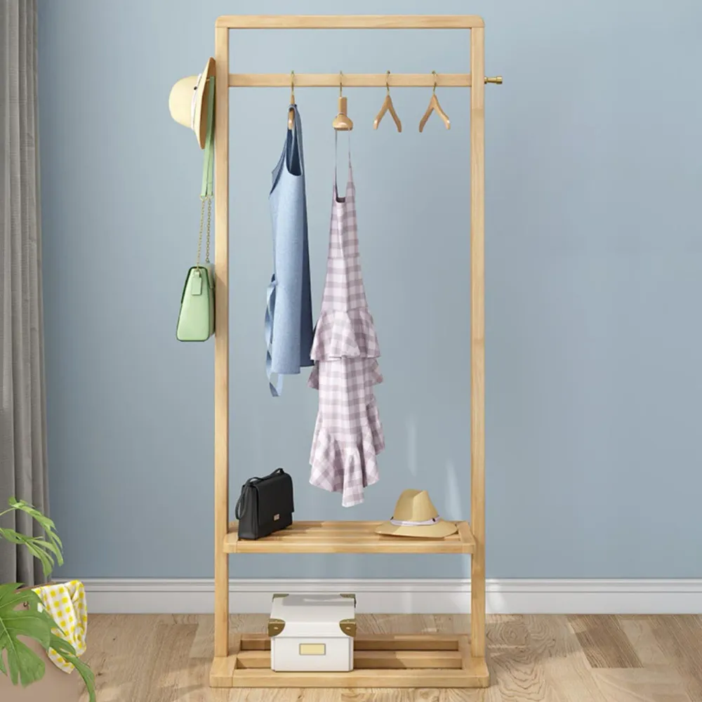 Armario de dormitorio contemporáneo, estantes de madera maciza, armario de almacenamiento para el hogar Naturales Clearhalo