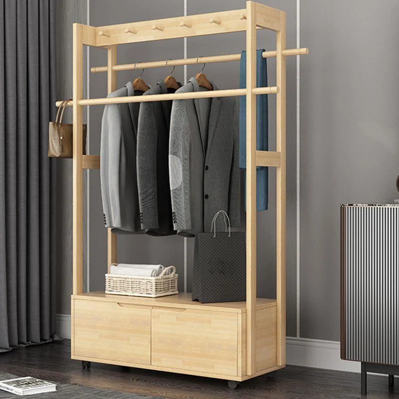 Armario de dormitorio de estilo moderno, armario de madera móvil con cajones Naturales Clearhalo