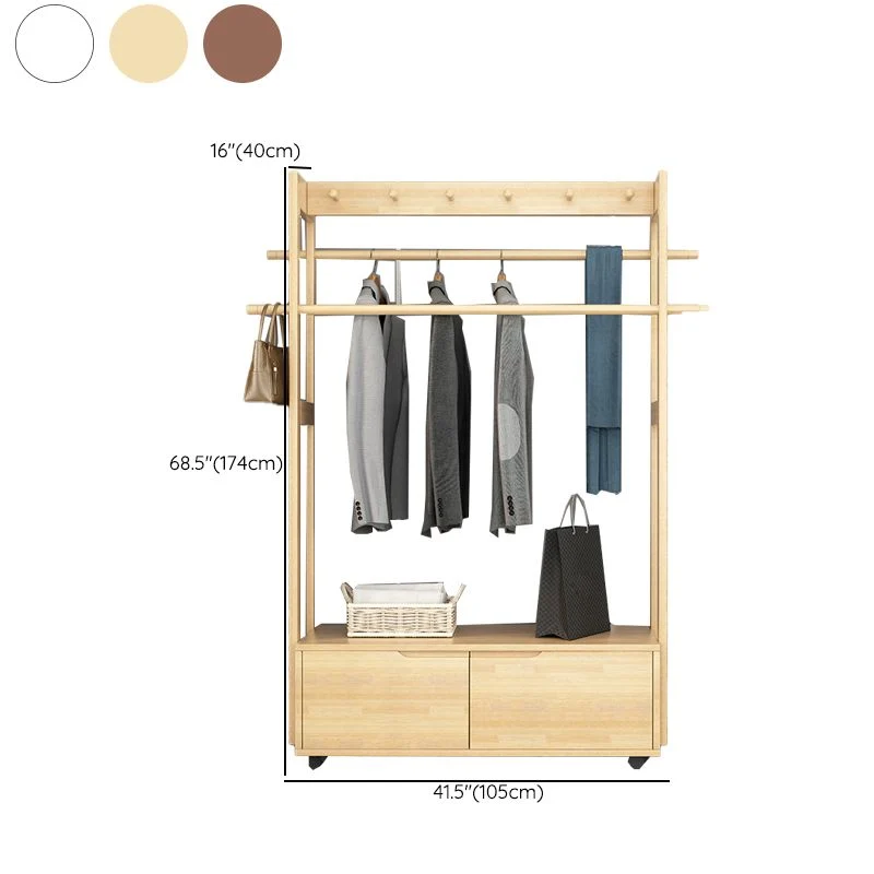 Armario de dormitorio de estilo moderno, armario de madera móvil con cajones Naturales Clearhalo