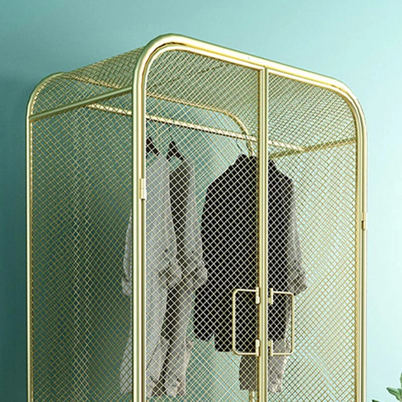 Armario de estilo industrial Dormitorio Armario Armario de metal con puertas Rosa Clearhalo