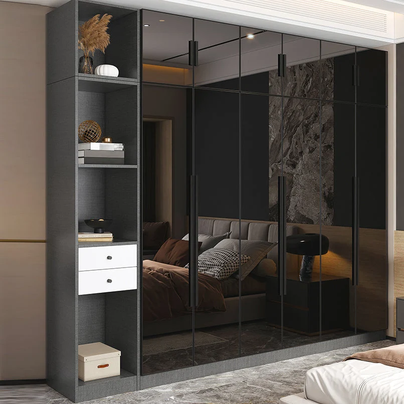 Armario de estilo moderno Armario de cristal de color gris para dormitorio Clearhalo