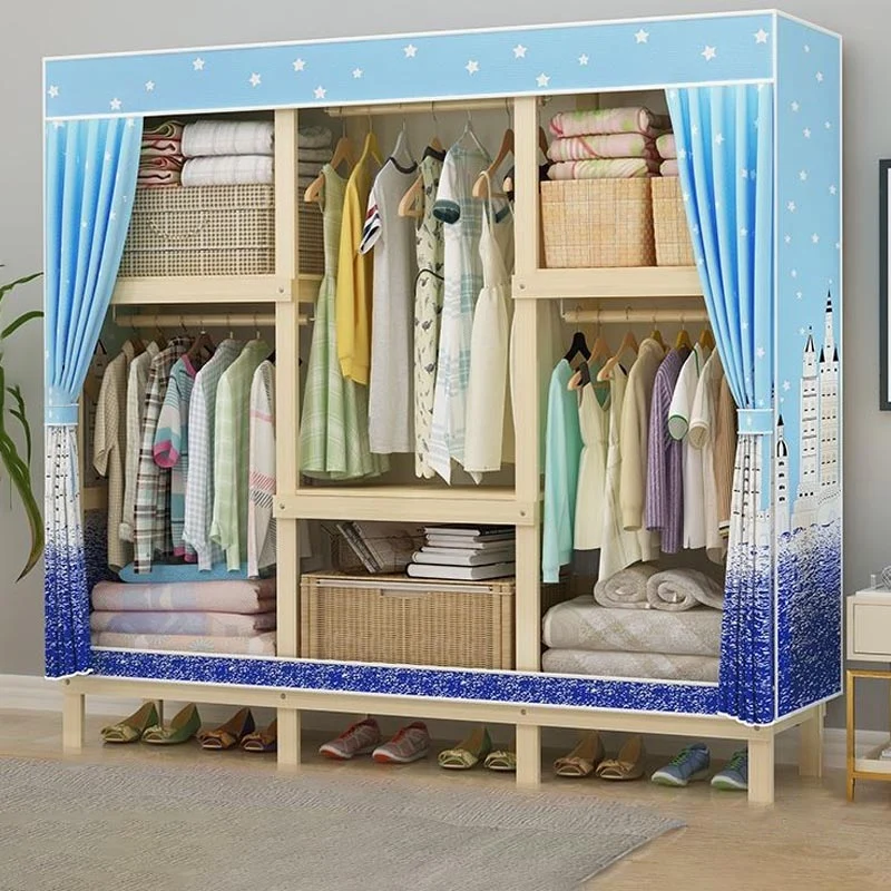Armario de estilo moderno Armario de madera maciza con barra para ropa Gris Clearhalo