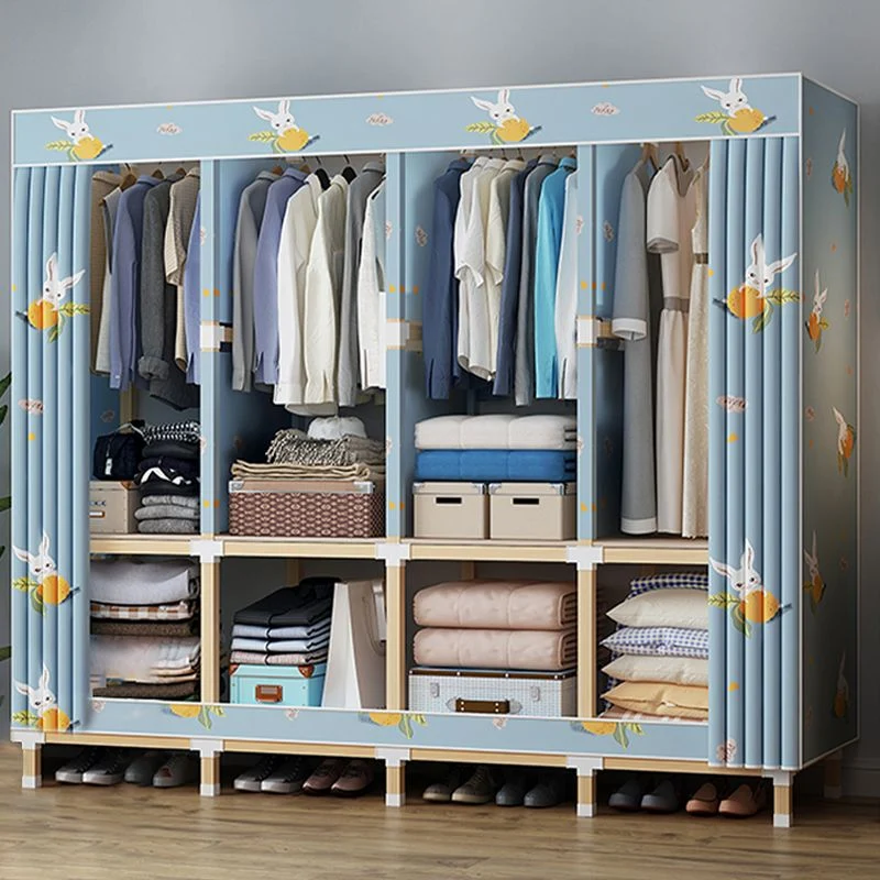 Armario de estilo moderno Armario de madera maciza con barra para ropa Gris Clearhalo