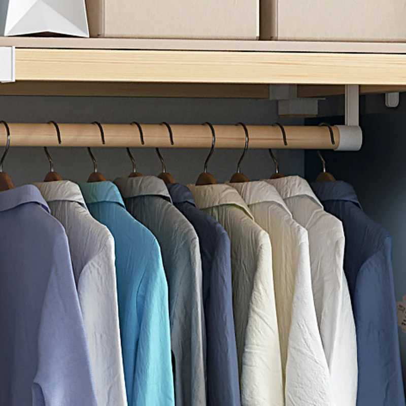 Armario de estilo moderno Armario de madera maciza con barra para ropa Gris Clearhalo