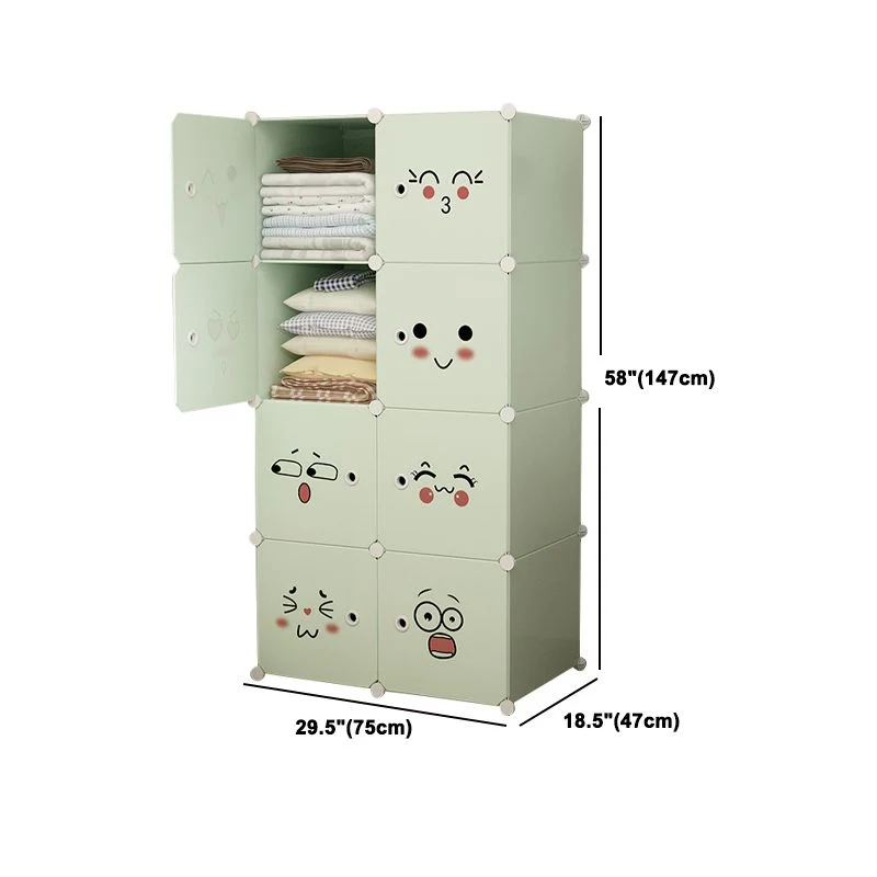 Armario de estilo moderno, armario de plástico para dormitorio, color verde Verde Clearhalo