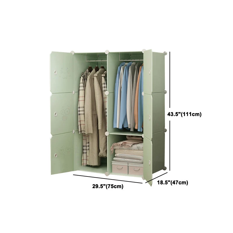 Armario de estilo moderno, armario de plástico para dormitorio, color verde Verde Clearhalo