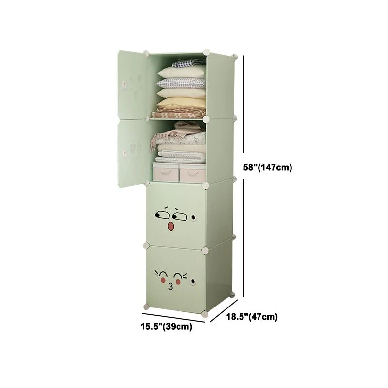 Armario de estilo moderno, armario de plástico para dormitorio, color verde Verde Clearhalo