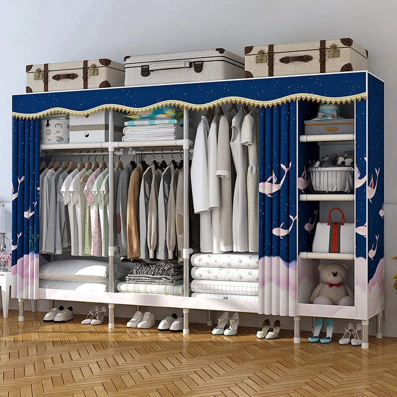 Armario de estilo moderno para el hogar, armario con estructura de acero, armario con estantes Rosa Clearhalo
