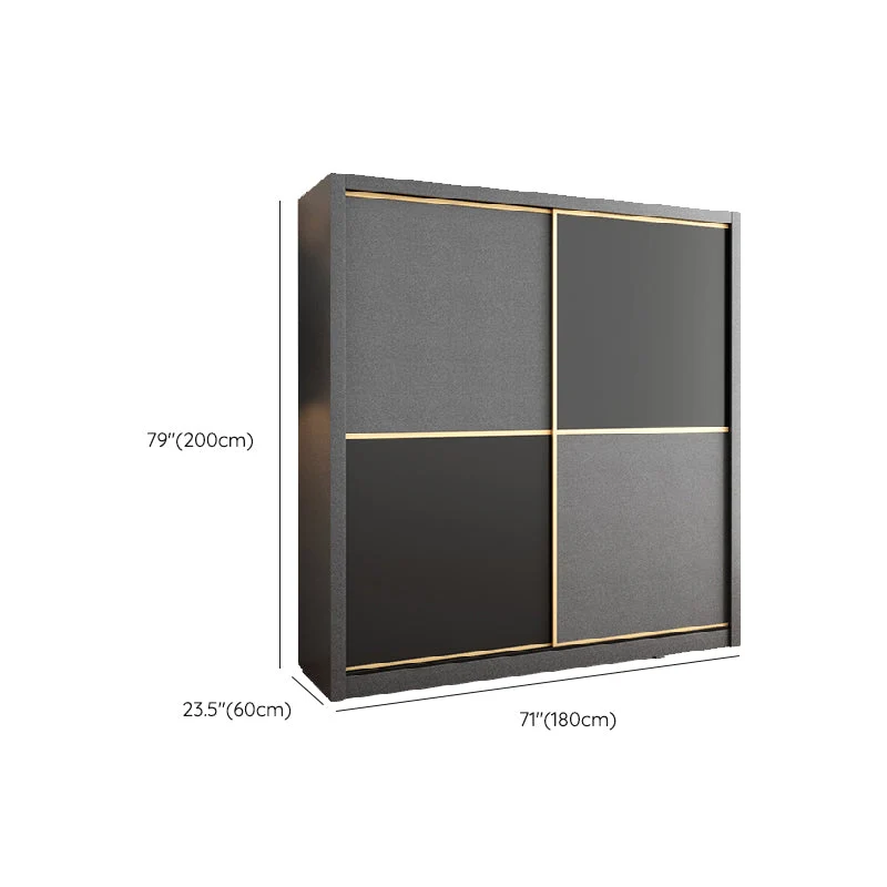Armario gris de madera fabricada con barra para ropa Armario moderno con puertas correderas Clearhalo