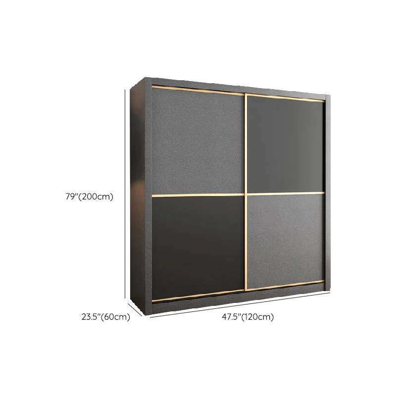 Armario gris de madera fabricada con barra para ropa Armario moderno con puertas correderas Clearhalo