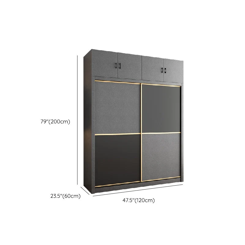 Armario gris de madera fabricada con barra para ropa Armario moderno con puertas correderas Clearhalo