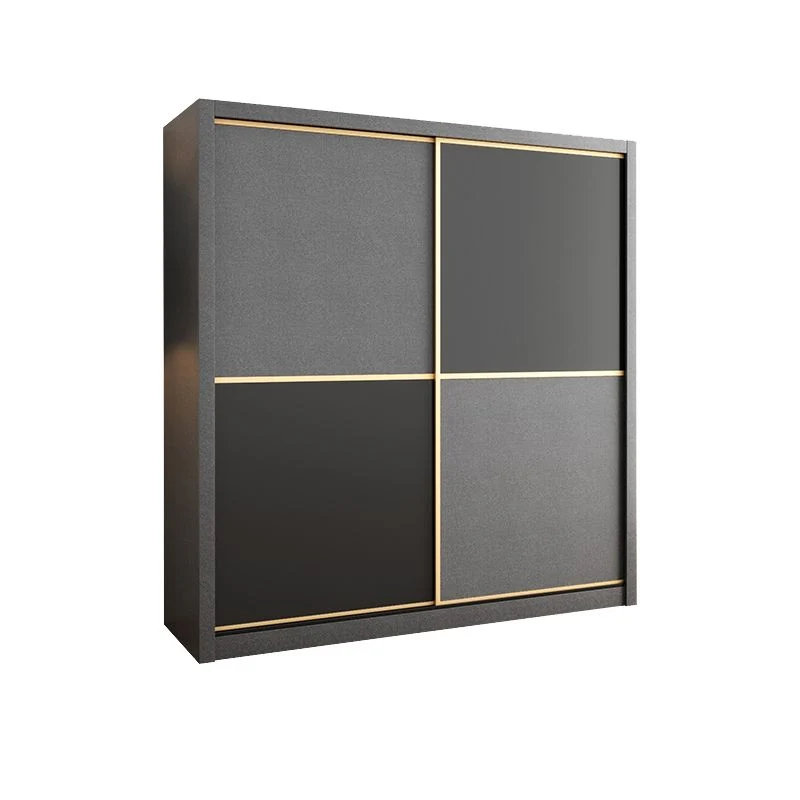 Armario gris de madera fabricada con barra para ropa Armario moderno con puertas correderas Clearhalo