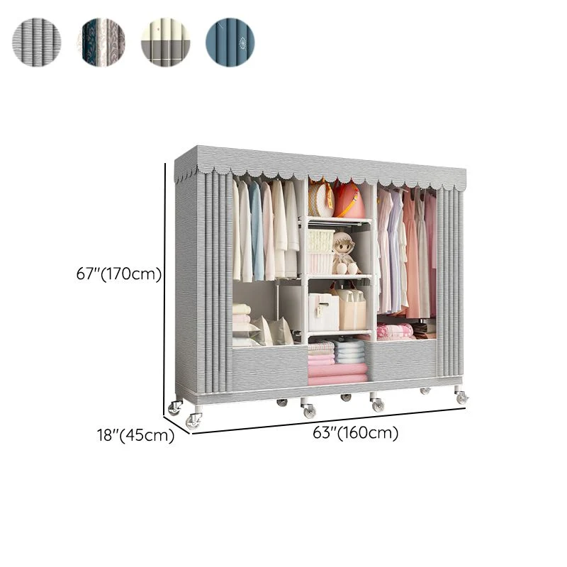 Armario guardarropa de acero con barra para ropa Armario guardarropa moderno Beige Clearhalo