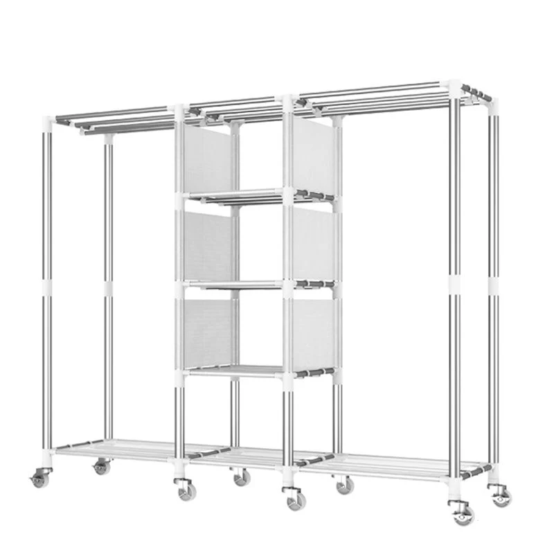 Armario guardarropa de acero con barra para ropa Armario guardarropa moderno Beige Clearhalo