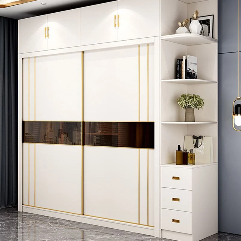 Armario guardarropa blanco Armario guardarropa de madera de ingenierí con barra para ropa Clearhalo