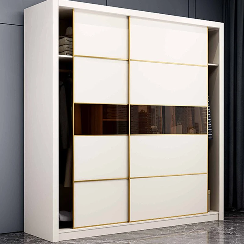 Armario guardarropa blanco Armario guardarropa de madera de ingenierí con barra para ropa Clearhalo