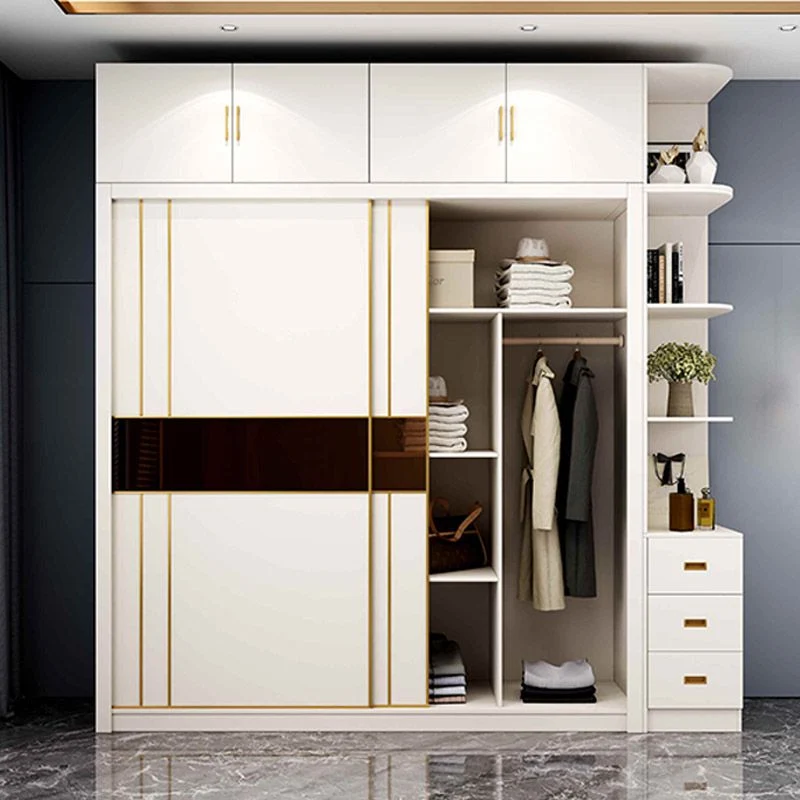Armario guardarropa blanco Armario guardarropa de madera de ingenierí con barra para ropa Clearhalo