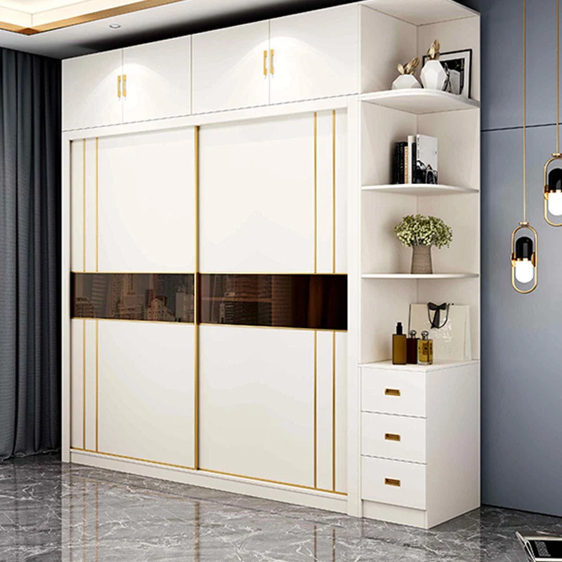 Armario guardarropa blanco Armario guardarropa de madera de ingenierí con barra para ropa Clearhalo